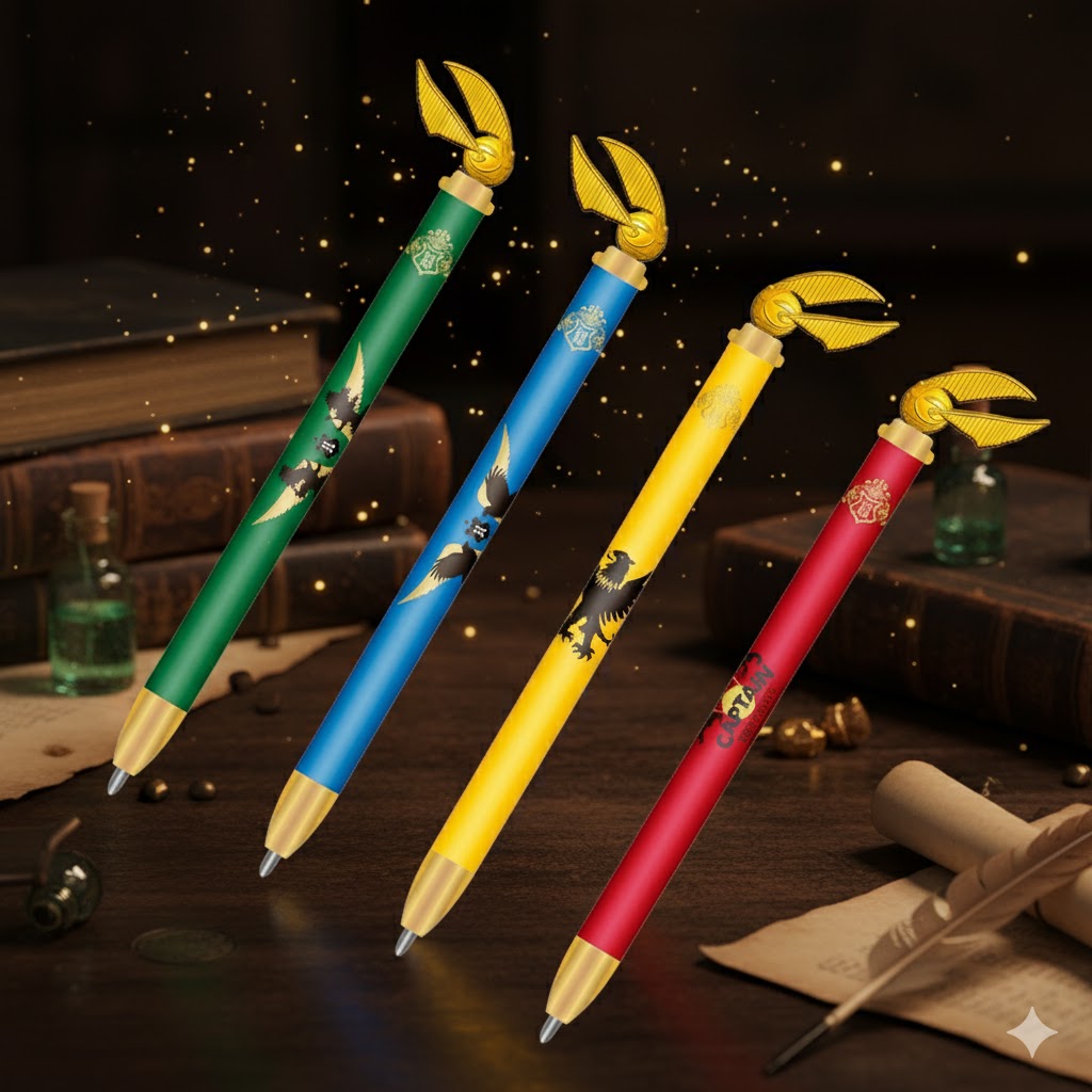 Bolígrafo Quidditch de las casas con Snitch Dorada 1 Bolígrafo Quidditch de las casas con Snitch Dorada